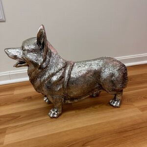 Moe’s Home Collection silver “Maggie” corgi statue full size!